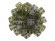 CzechMates Glass, QuadraTile 4-Hole Square Beads 6mm, Transparent Green Luster