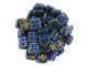 CzechMates Glass, QuadraTile 4-Hole Square Beads 6mm, Blue Iris