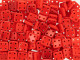 CzechMates Glass 6mm 4-Hole Opaque Red QuadraTile Bead 2.5-Inch Tube