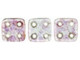 CzechMates Glass, QuadraTile 4-Hole Square Beads 6mm, Transparent Topaz / Pink Luster