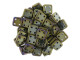 CzechMates Glass, QuadraTile 4-Hole Square Beads 6mm, Brown Iris