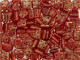 CzechMates Glass 6mm 4-Hole Gold Marbled Oxblood QuadraTile Bead 2.5-Inch Tube