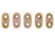 CzechMates Glass, 2-Hole Bar Beads 6x2mm, Opaque Rose / Gold Topaz Luster