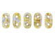 CzechMates Glass, 2-Hole Bar Beads 6x2mm, Transparent Gold / Smokey Topaz Luster