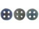 CzechMates Glass, 4-Hole QuadraLentil Beads 6mm, Matte Blue Iris