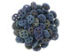 CzechMates Glass, 4-Hole QuadraLentil Beads 6mm, Matte Blue Iris