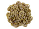CzechMates Glass, 4-Hole QuadraLentil Beads 6mm, Opaque Rose / Gold Topaz Luster