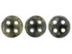 CzechMates Glass, 4-Hole QuadraLentil Beads 6mm, Jet Bronze Picasso