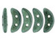 CzechMates Glass, 2-Hole Crescent Beads 10x4.5mm, Metallic Light Green Suede