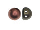 CzechMates Glass, 2-Hole Round Cabochon Beads 7mm Diameter, Matte Metallic Bronze Iris