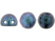 CzechMates Glass, 2-Hole Round Cabochon Beads 7mm Diameter, Indigo Orchid Polychrome