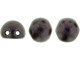 CzechMates Glass, 2-Hole Round Cabochon Beads 7mm Diameter, Metallic Dark Plum Suede