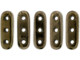 CzechMates Glass, 3-Hole Beam Beads 10x3.5mm, Dark Bronze