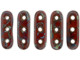 You can create unique style with these CzechMates beam beads. These beads feature an elongated oval beam shape with three stringing holes drilled through the flat surface. You can use them as spacer bars in multi-strand projects or try incorporating them into your bead weaving designs. They will add beautiful accents of color and unforgettable dimension however you decide to use them. They'll work nicely with other CzechMates beads. They feature deep red color with a mottled stony gray-blue finish. 