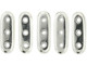 CzechMates Glass, 3-Hole Beam Beads 10x3.5mm, Silver