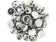 CzechMates Glass, 2-Hole Round Cabochon Beads 7mm Diameter, Silver