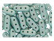 CzechMates Glass, 3-Hole Beam Beads 10x3.5mm, Sueded Gold Turquoise
