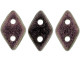 CzechMates Diamond 4 x 6mm Polychrome Pink Olive Czech Glass 2-Hole Beads, 2.5-Inch Tube