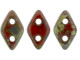 CzechMates Diamond 4 x 6mm Opaque Red Picasso Czech Glass 2-Hole Beads, 2.5-Inch Tube