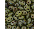 Matubo SuperDuo 2 x 5mm Luster - Opaque Green - Picasso 2-Hole Seed Bead 2.5-Inch Tube