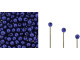 Looking for a pop of color to add to your handmade jewelry project? Look no further than these Czech glass half-drilled Finial beads in Saturated Metallic Super Violet from Starman. These small, round beads have a stringing hole that extends only halfway through the center, making them perfect for wire-work ends, kumihimo ends, and more. Use them to create your own custom head pins, or add them to the end of memory wire for a finishing touch. With their stunning purple-blue hue, these beads are sure to make your project stand out. Each tube contains approximately 400 beads.