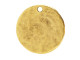 Bring regal shine to your designs with the Nunn Design gold-plated pewter mini hammered flat small circle tag charm. This flat circular charm features a stringing hole drilled through the top, so it's easy to add to designs. It is versatile in size and would look good as a pendant in a necklace or in bold, dangling earrings. Use metal stamping for a personalized look. The hammered texture adds an interesting look to designs. This charm features a golden color full of classic style. Diameter 21mm, Hole Size 1.6mm/14 gauge