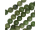 Add gorgeous green color to your designs with these Dakota Stones Canadian jade beads. These beads feature a jade green color dotted with small flecks of black. These beads are perfectly round and their size is perfect for bold necklaces or chunky bracelets. Use these beads with earth tones for a natural look. Jade is the industry name for this beautiful deep green stone. Ours is actually a serpentine, but it takes a trained eye and a microscope to discern the difference between this material and the jade it is named after. It is extremely tough, resistant to fracture and has been used to make choppers and blades since Neolithic times. Metaphysical Properties: This stone has been said to bring strength and longevity to the wearer. It also protects against failure and misfortune.Because gemstones are natural materials, appearances may vary from bead to bead. Each strand includes approximately 20 beads.