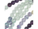 Bring natural color to your designs with the Dakota Stones banded fluorite 4mm round beads. These spherical beads are small in size, so you can use them as accents of color in earrings or as spacers in necklaces and bracelets. These beads feature purple, green, pink and blue colors. Often, more than one color occurs in a single stone. Fluorite is a colorful mineral, both in visible and ultraviolet light. The stone has ornamental, lapidary and industrial uses. Metaphysical Properties: Known as the "Genius Stone," fluorite clears the mind of illusion and enhances concentration.Because gemstones are natural materials, appearances may vary from piece to piece. Each strand includes approximately 52 beads.