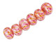 Delicious style can be yours. These Grace Lampwork beads feature a classic rounded shape that will enhance any design. The beads display sweet swirls of pink color that look like hard candy. These bold beads will stand out in necklaces and bracelets, so try using them in matching jewelry sets. Pair them with other sweet hues like blush or crimson.This item is handmade, so appearances may vary. Diameter 15.5-16mm, Length 10-11mm