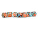 Turquoise and Sand with Orange Flower Mix Pillow Bead (7 pcs) Strand