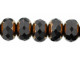 Gem-Cut Fire-Polish Rondelle 11 x 7mmmm : Patina - Jet (25pcs)