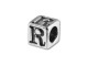 This quality sterling silver alphabet bead features the letter R engraved into four sides. Made in the USA, this 4.5mm alphabet bead features a wonderful cube shape that will stand out in your designs. You can use the wide stringing hole with thicker stringing materials, too. 