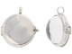 Silver Finish Locket Pendant, Hinged, Round Domed Bubble with Flat Back, 1" (Each)