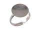White Plated Finger Ring Blank, Adjustable, Glue-On, 15mm Pad (12 Pieces)