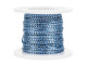 Metallic Silver on Blue 0.76mm Cotton Tassel Cord, 20-Meter Spool (Each)