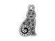 TierraCast Spiral Cat Charm - Antiqued Silver Plated (Each)