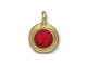 TierraCast Stepped Charm with Light Siam Crystal - Gold Plated (Each)