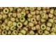 TOHO Glass Seed Bead, Size 8, 3mm, Marbled Opaque Avocado/Pink (Tube)