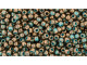 TOHO Glass Seed Bead, Size 8, 3mm, Gilded Marble Turquoise (Tube)