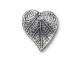 TierraCast Heart-shaped Leaf Charm - Antiqued Pewter Plated (Each)