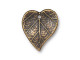 TierraCast Heart-shaped Leaf Charm - Antiqued Brass Plated (Each)
