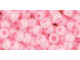 The uniform size and shape of Toho seed beads make them an excellent choice for beadwork and consistently-sized spacers.Toho seed beads are usually colorfast; however, galvanized and silver-lined  beads may fade over time. Protect them from bleach, excessive friction and direct sunlight to keep them looking like new. Seed Bead Facts What are seed beads? Popular, tiny glass beads commonly used for weaving and embellishment.How are they made? Glass is pulled or drawn using a hollow tube, and then   the glass is cut in small pieces. They are sometimes reheated to round   the ends.What's that funny little zero? That zero refers to   the number of aughts, which is a unit used to indicate the size of   small beads. The scale is inverted, so larger numbers of aughts   correspond to smaller beads (i.e. the bigger the number, the smaller   the bead). Size 11 would be 00000000000, but since that takes up too much   room, it is abbreviated to 110.  See Related Products links (below) for similar items and additional jewelry-making supplies that are often used with this item. 