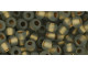 TOHO Glass Seed Bead, Size 6, Gold-Lined Frosted Black Diamond (Tube)