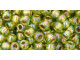 TOHO Glass Seed Bead, Size 6, Gold-Lined Rainbow Peridot (Tube)