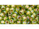 TOHO Glass Seed Bead, Size 6, Gold-Lined Rainbow Peridot (Tube)