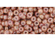TOHO Glass Seed Bead, Size 8, 3mm, Marbled Opaque Beige/Pink (Tube)