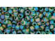 TOHO Glass Seed Bead, Size 8, 3mm, Transparent-Rainbow Frosted Green Emerald (Tube)