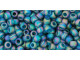 TOHO Glass Seed Bead, Size 8, 3mm, Transparent-Rainbow Frosted Teal (Tube)