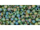 TOHO Glass Seed Bead, Size 8, 3mm, Transparent-Rainbow Frosted Olivine (Tube)