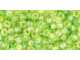 TOHO Glass Seed Bead, Size 8, 3mm, Transparent-Rainbow Lime Green (Tube)